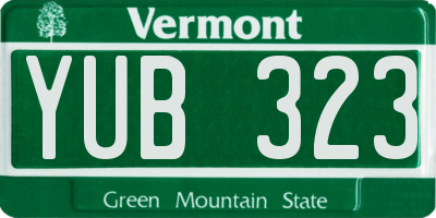 VT license plate YUB323