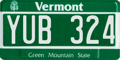 VT license plate YUB324