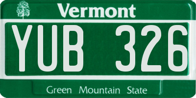 VT license plate YUB326