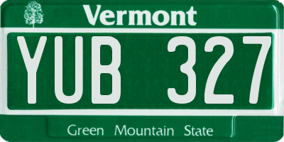 VT license plate YUB327