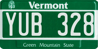 VT license plate YUB328