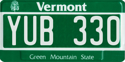 VT license plate YUB330
