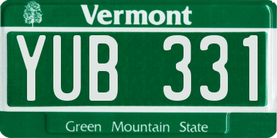 VT license plate YUB331