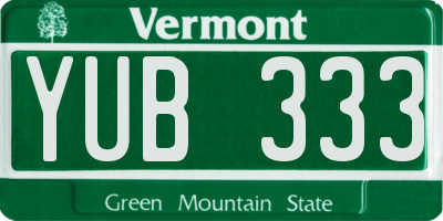 VT license plate YUB333