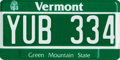 VT license plate YUB334