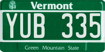 VT license plate YUB335