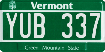 VT license plate YUB337