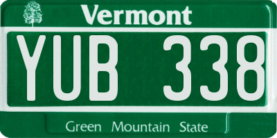VT license plate YUB338