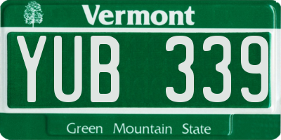 VT license plate YUB339