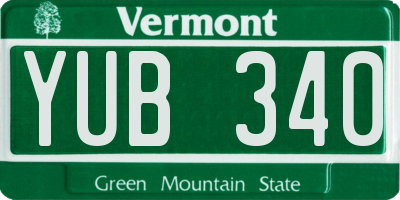 VT license plate YUB340