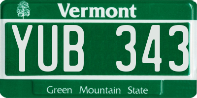 VT license plate YUB343