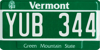 VT license plate YUB344