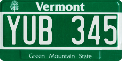 VT license plate YUB345