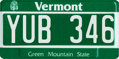 VT license plate YUB346