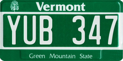 VT license plate YUB347
