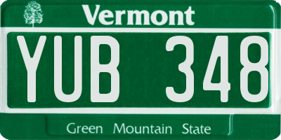 VT license plate YUB348