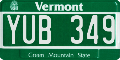 VT license plate YUB349