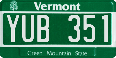 VT license plate YUB351