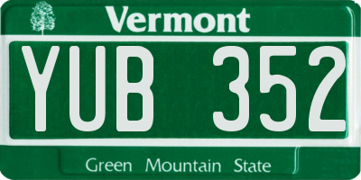 VT license plate YUB352