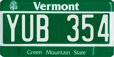 VT license plate YUB354