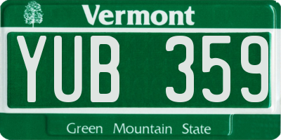 VT license plate YUB359