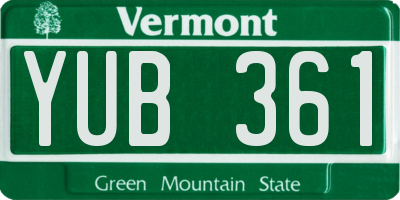 VT license plate YUB361