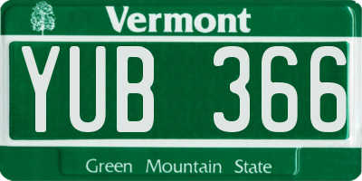 VT license plate YUB366