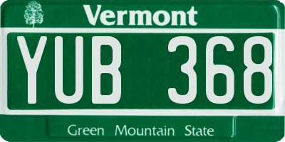 VT license plate YUB368