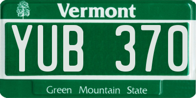 VT license plate YUB370