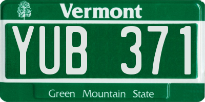VT license plate YUB371
