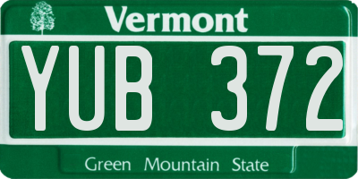 VT license plate YUB372