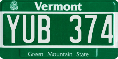VT license plate YUB374