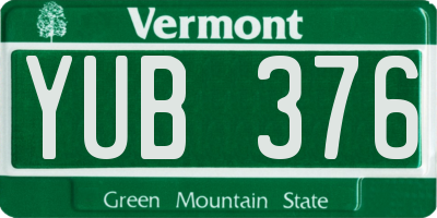 VT license plate YUB376