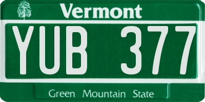 VT license plate YUB377