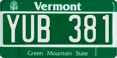VT license plate YUB381