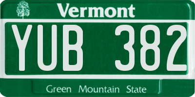 VT license plate YUB382