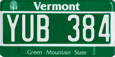 VT license plate YUB384