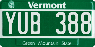 VT license plate YUB388