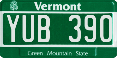VT license plate YUB390