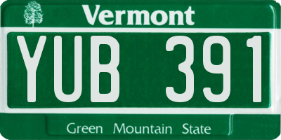 VT license plate YUB391