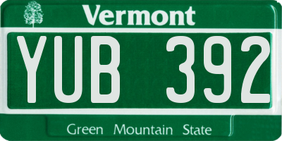 VT license plate YUB392