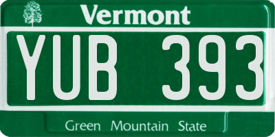 VT license plate YUB393