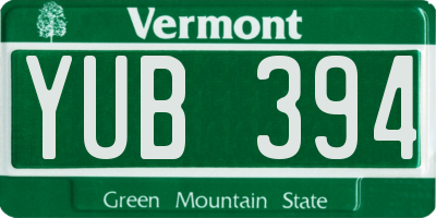 VT license plate YUB394