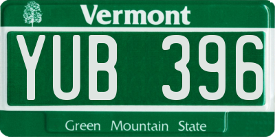 VT license plate YUB396