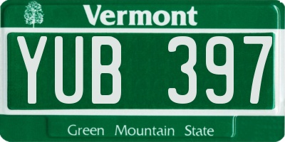 VT license plate YUB397