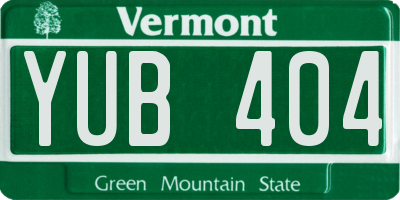 VT license plate YUB404