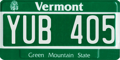 VT license plate YUB405