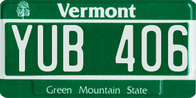 VT license plate YUB406