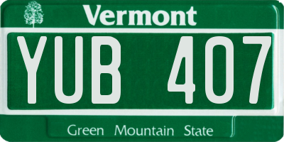 VT license plate YUB407