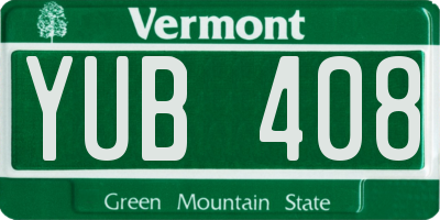 VT license plate YUB408